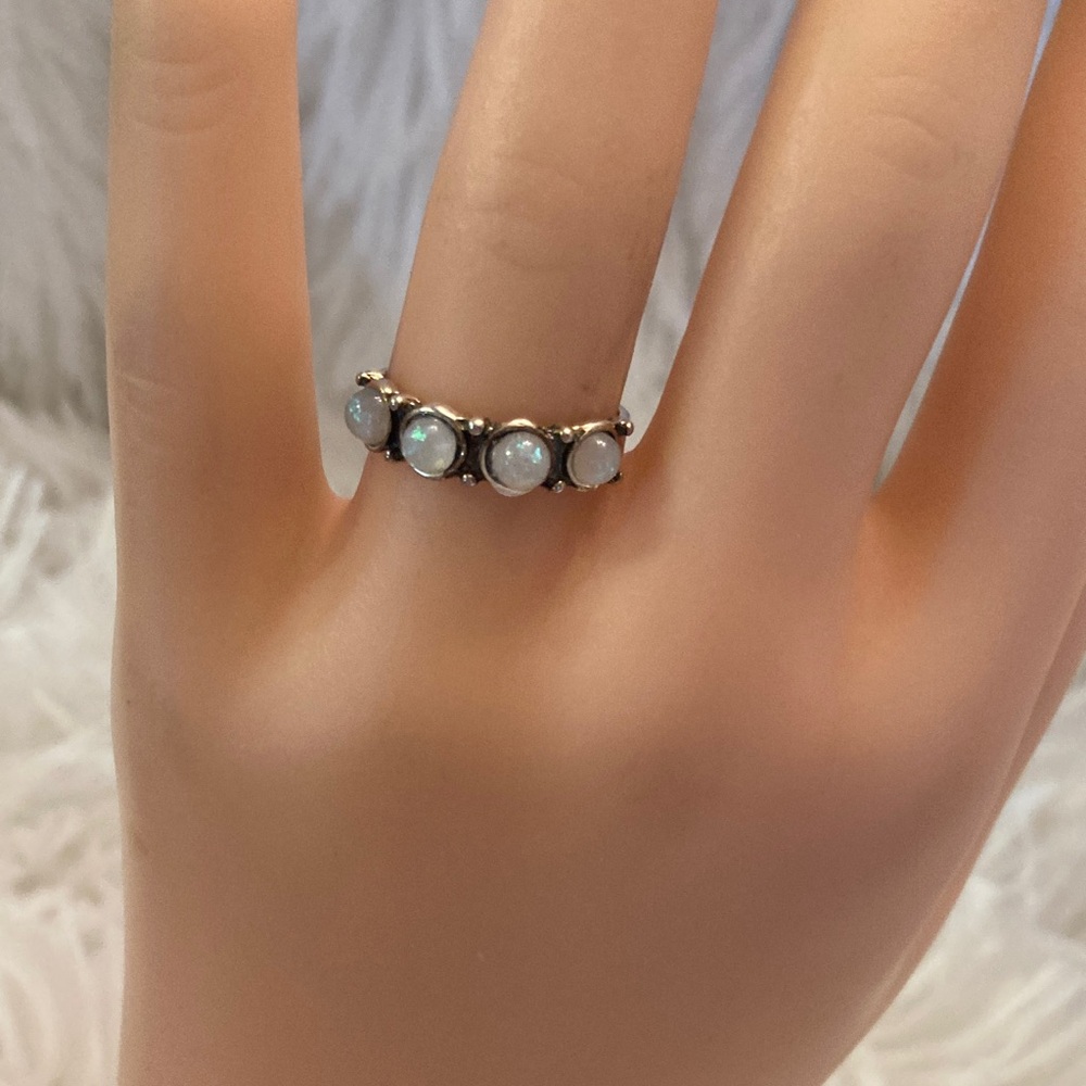 Elegant Silver Fire Opal Ring - image 2